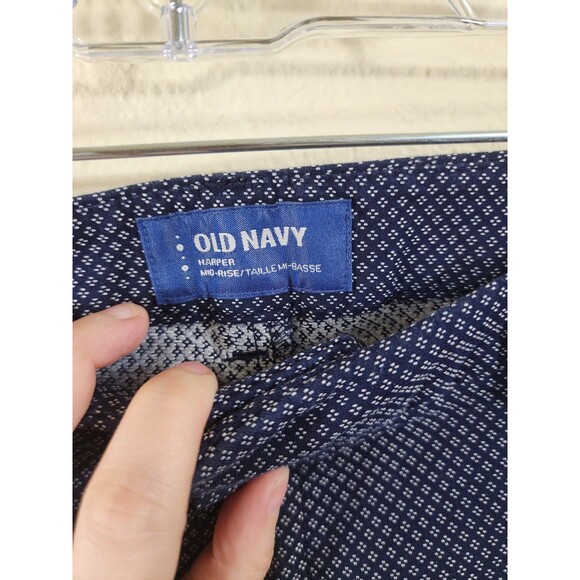 Old Navy Womens 8 Harper Blue White Dot Mid-Rise Fully Lined Stretch Pants - Picture 6 of 7